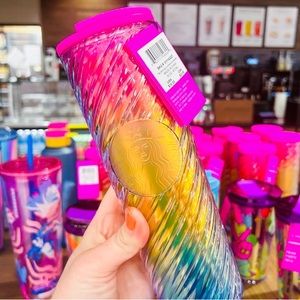 Starbucks Tim Singleton Pride Spiral Rainbow Swirl Hot Cold Tumbler Cup 2023 NWT